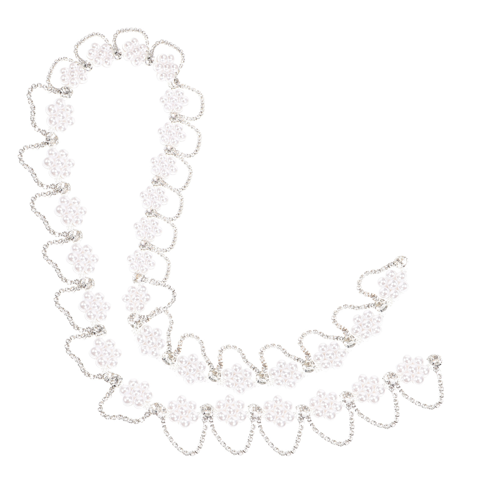 Craft Embellishments - 프리미엄 라인스톤 펄 체인 트림 -