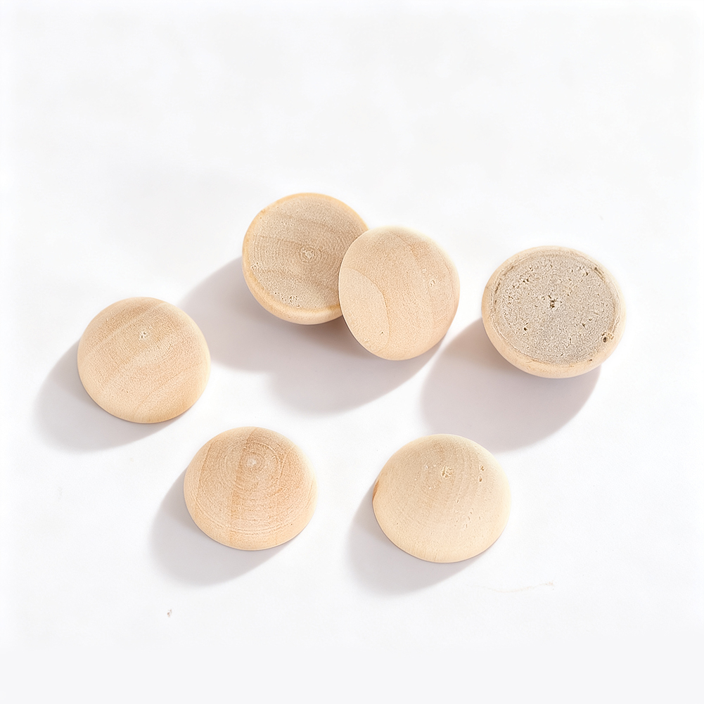 Craft Embellishments - 120개 15mm 반구형 나무 구슬 미완성